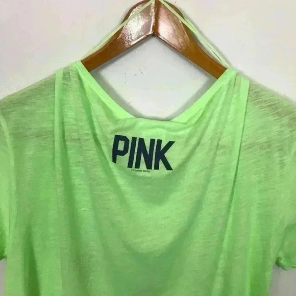 Pink VS Women Solid Boat Straps SP Lime T-Shirt - Picture 7 of 7